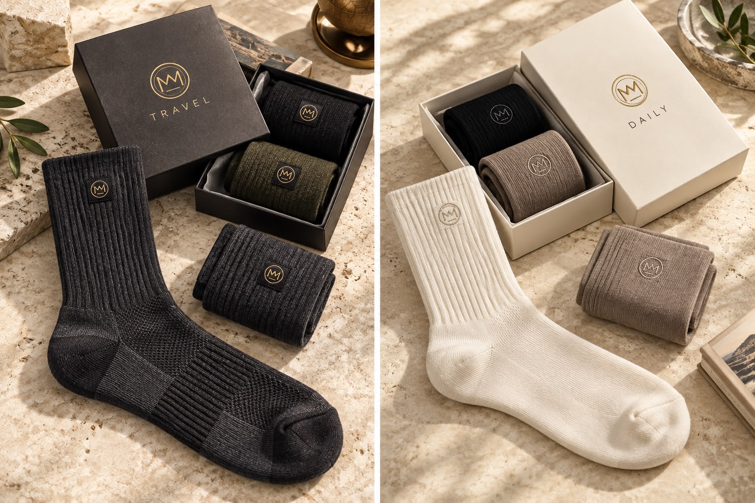 Travel + Daily Socks — concept mockup